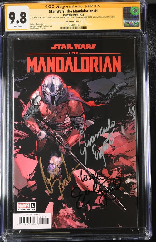 Star Wars: The Mandalorian #1 Yu 1:50 Variant Cover A CGC Signature Series 9.8 Signed x4 Barnes, Jeanty, Esposito, Swallow