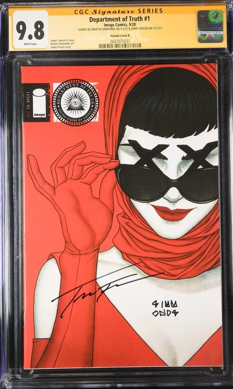 Department of Truth #1 Cover B Image Comics  CGC Signature Series 9.8 x2 Signed Simmonds, Frison GalaxyCon