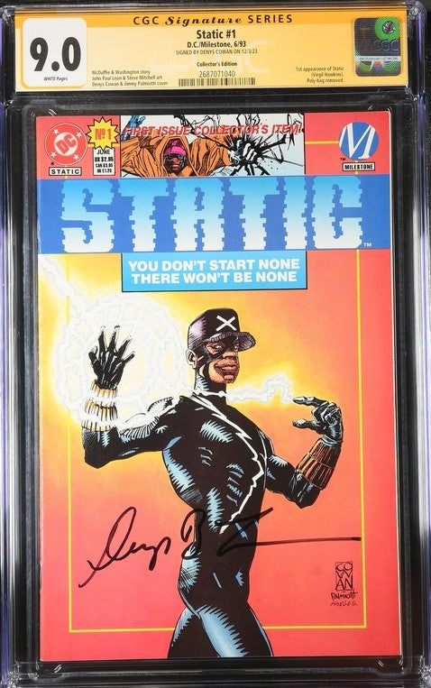 Static #1 Collector's Edition DC/Milestone CGC Signature Series 9.0 Signed Denys Cowan GalaxyCon