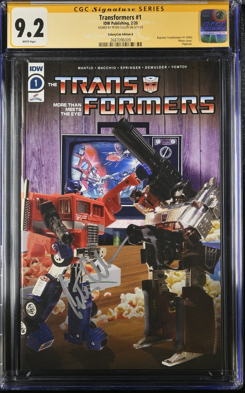 Transformers #1 Galaxycon Edition A IDW Publishing CGC Signature Series 9.2 Signed Peter Cullen