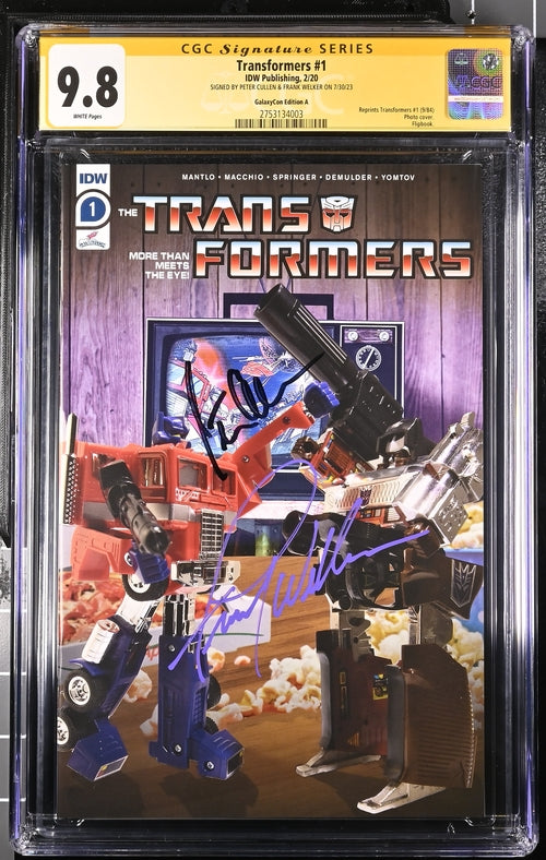 Transformers #1 GalaxyCon Exclusive Cover A IDW CGC Signature Series 9.8 Signed Cullen, Welker