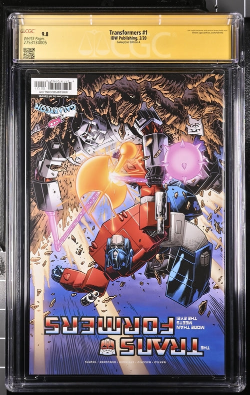 Transformers #1 GalaxyCon Exclusive Cover A IDW CGC Signature Series 9.8 Signed Cullen, Welker