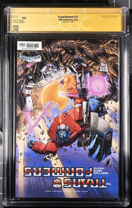 Transformers #1 GalaxyCon Exclusive Cover A IDW CGC Signature Series 9.8 Signed Cullen, Welker