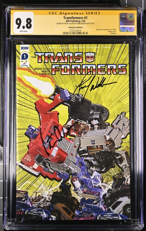 Transformers #1 GalaxyCon Exclusive Cover B IDW CGC Signature Series 9.8 Signed Cullen, Welker GalaxyCon