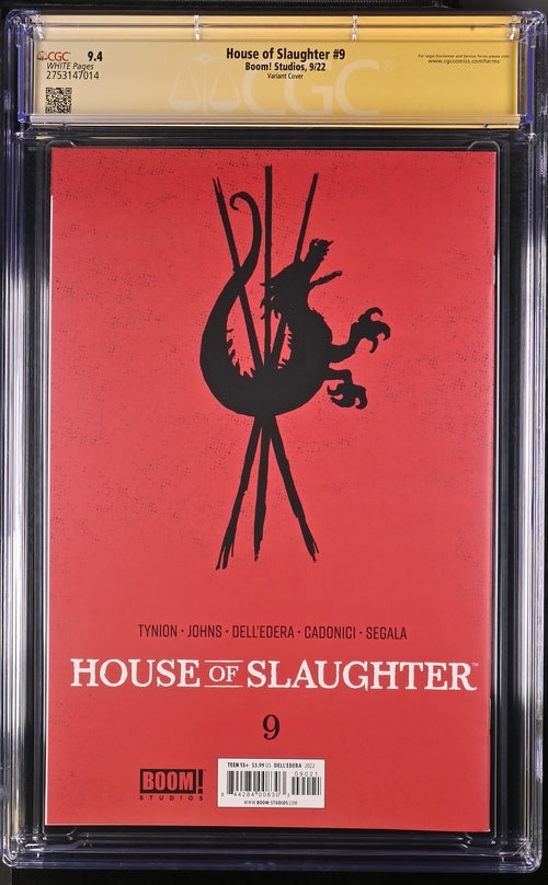 House of Slaughter #9 Boom! Studios Dell-Edera Variant CGC Signature Series 9.4 Signed Cadonici, Johns