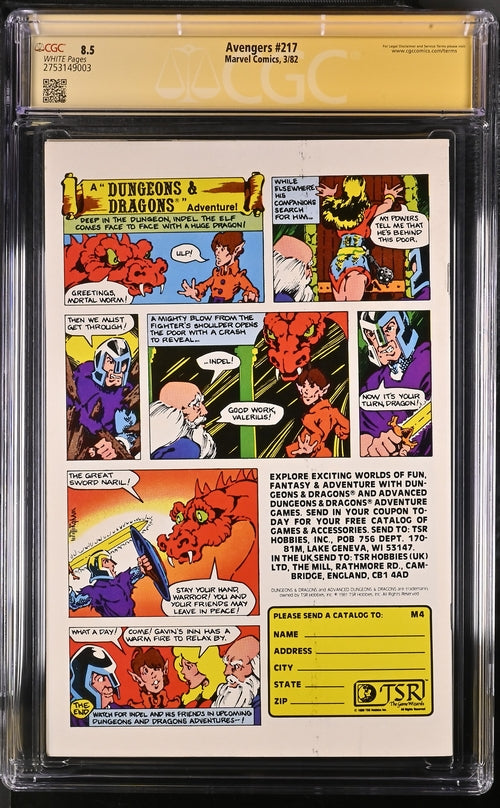 Avengers #217 Marvel Comics CGC Signature Series 8.5 Signed x2 Jim Shooter, Bob Hall