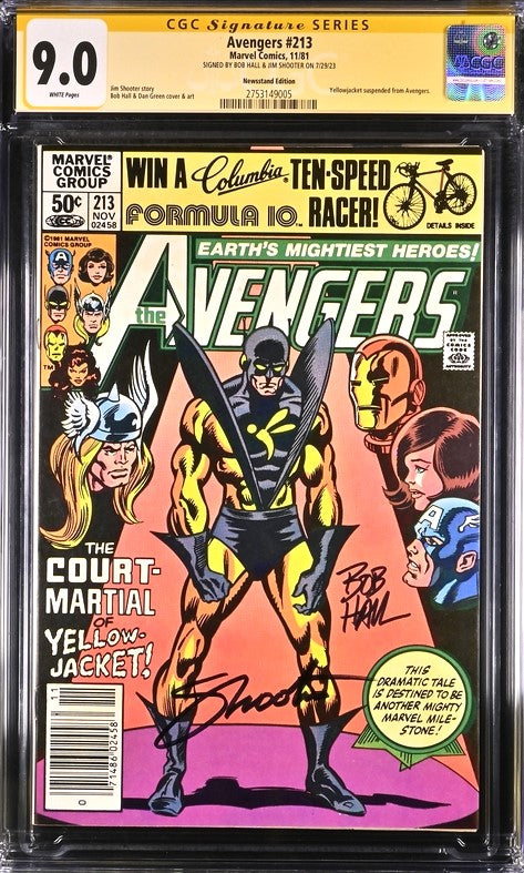 Avengers #213 Marvel Comics CGC Signature Series 9.0 Signed Hall, Shooter