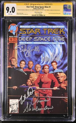 Star Trek: Deep Space Nine #1 Malibu Comics CGC Signature Series 9.0 Cast x4 Signed Dorn, Shimerman, Farrell, Visitor