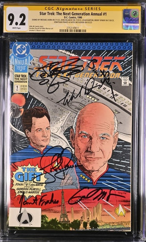 Star Trek The Next Generation Annual #1 DC Comics CGC Signature Series 9.2 Cast x6 Signed Dorn, DeLanice, Burton, Spiner, Frakes, McFadden