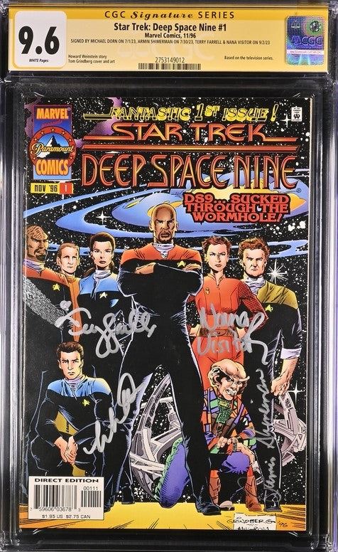 Star Trek: Deep Space Nine #1 Marvel Comics CGC Signature Series 9.6 Cast x4 Signed Dorn, Shimerman, Farrell, Visitor