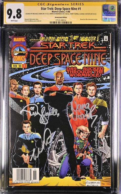 Star Trek: Deep Space Nine #1 Marvel Comics CGC Signature Series 9.8 Cast x4 Signed Dorn, Shimerman, Farrell, Visitor