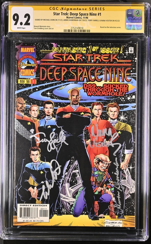 Star Trek: Deep Space Nine #1 Marvel Comics CGC Signature Series 9.2 Cast x4 Signed Dorn, Shimerman, Farrell, Visitor GalaxyCon