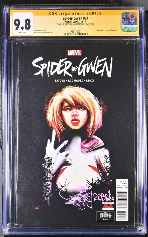 Spider-Gwen #24 Marvel Comics CGC Signature Series 9.8 Signed & Sketch Robbi Rodriguez GalaxyCon
