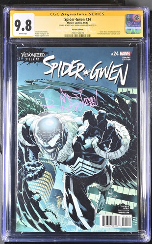 Spider-Gwen #24 Venomized Villains Variant Marvel Comics CGC Signature Series 9.8 Signed & Sketch Robbi Rodriguez GalaxyCon