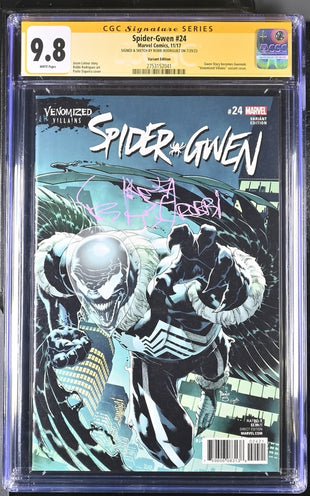 Spider-Gwen #24 Venomized Villains Variant Marvel Comics CGC Signature Series 9.8 Signed & Sketch Robbi Rodriguez GalaxyCon