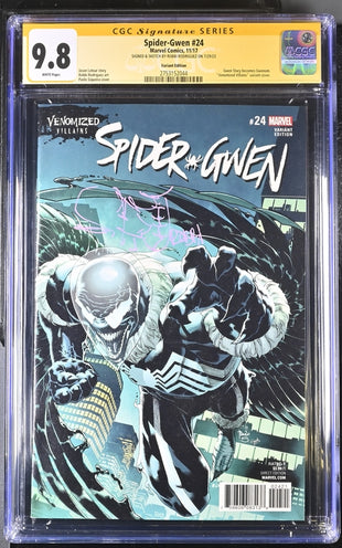 Spider-Gwen #24 Venomized Villains Variant Marvel Comics CGC Signature Series 9.8 Signed & Sketch Robbi Rodriguez GalaxyCon