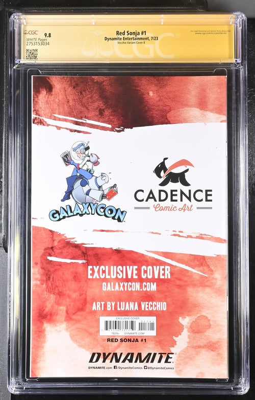Red Sonja #1 Cover B Galaxycon Exclusive Virgin Variant Dynamite Entertrainment CGC Signature Series 9.8 Signed Luana Vecchio