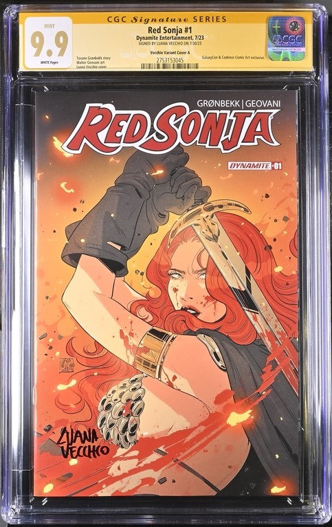 Red Sonja #1 Cover A GalaxyCon Exclusive Variant Dynamite Entertainment CGC Signature Series 9.9 Signed Luana Vecchio