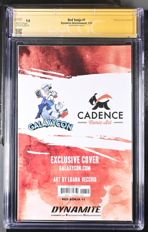 Red Sonja #1 GalaxyCon Edition C Virgin Dynamite CGC Signature Series 9.8 Signed Luana Vecchio