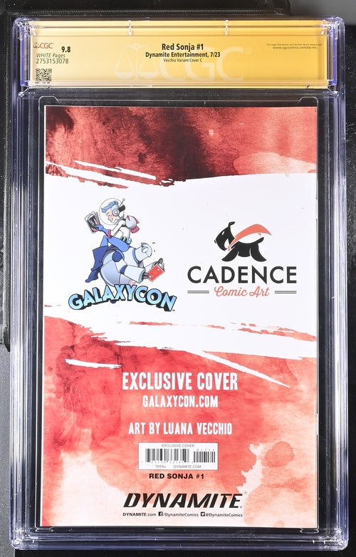 Red Sonja #1 GalaxyCon Edition C Virgin Dynamite CGC Signature Series 9.8 Signed Luana Vecchio