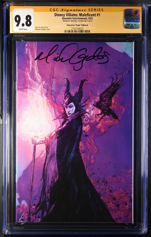 Disney Villains Maleficent #1 GalaxyCon Exclusive Gaydos Virgin Variant CGC Signature Series 9.8 Signed Michael Gaydos GalaxyCon