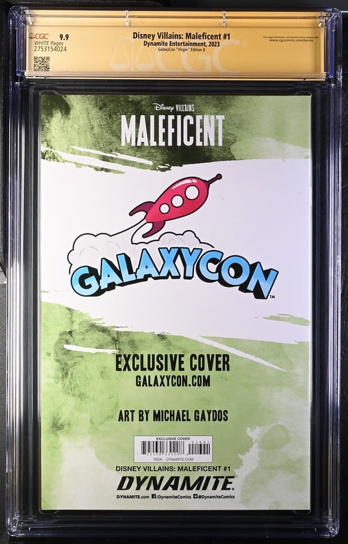 Disney Villains Maleficent #1 GalaxyCon Exclusive Gaydos Variant B CGC Signature Series 9.9 Signed Michael Gaydos
