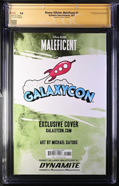 Disney Villains Maleficent #1 GalaxyCon Exclusive Gaydos Virgin Variant CGC Signature Series 9.8 Signed Michael Gaydos GalaxyCon