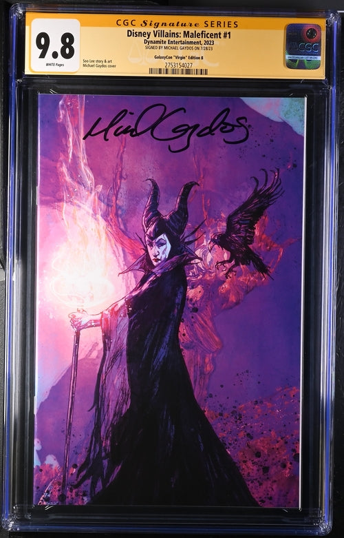 Disney Villains Maleficent #1 GalaxyCon Exclusive Gaydos Virgin Variant CGC Signature Series 9.8 Signed Michael Gaydos GalaxyCon