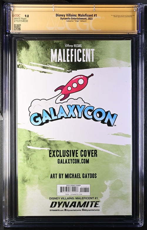 Disney Villains Maleficent #1 GalaxyCon Exclusive Gaydos Virgin Variant CGC Signature Series 9.8 Signed Michael Gaydos GalaxyCon