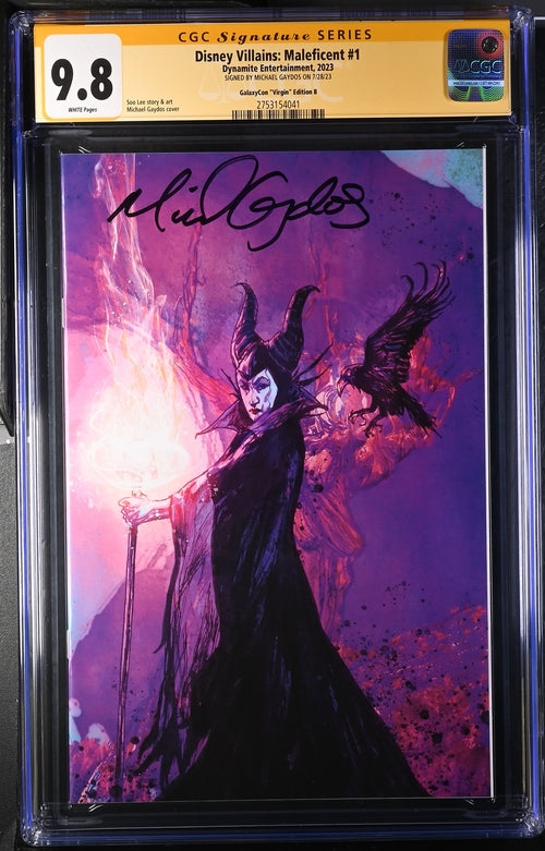 Disney Villains Maleficent #1 GalaxyCon Exclusive Gaydos Virgin Variant CGC Signature Series 9.8 Signed Michael Gaydos GalaxyCon