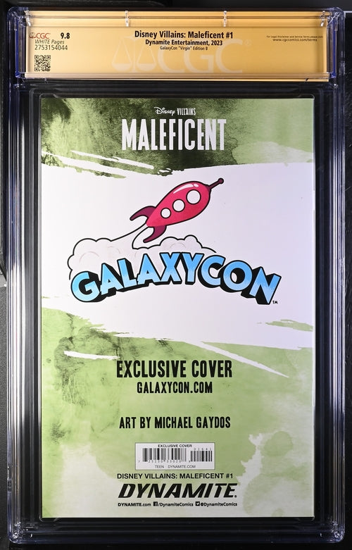 Disney Villains Maleficent #1 GalaxyCon Exclusive Gaydos Virgin Variant CGC Signature Series 9.8 Signed Michael Gaydos GalaxyCon