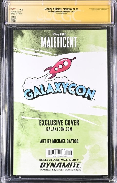 Disney Villains Maleficent #1 GalaxyCon Exclusive Gaydos Variant CGC Signature Series 9.8 Signed by Michael Gaydos GalaxyCon