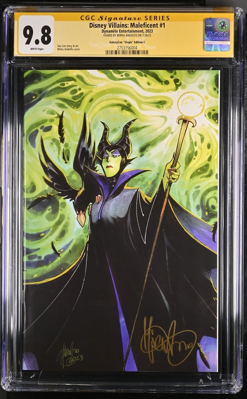 Disney Villains Maleficent #1 GalaxyCon Exclusive Andolfo Virgin Variant CGC Signature Series 9.8 Signed Mirka Andolfo GalaxyCon