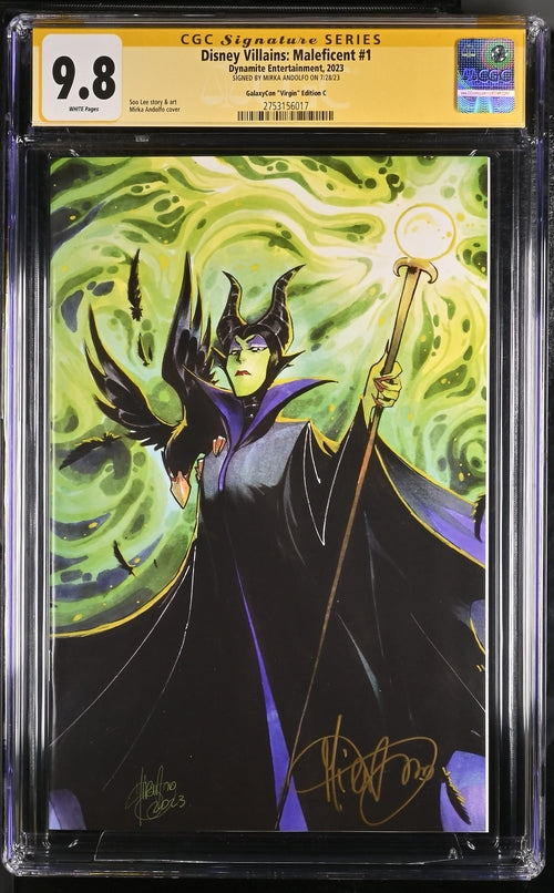 Disney Villains Maleficent #1 GalaxyCon Exclusive Andolfo Virgin Variant CGC Signature Series 9.8 Signed Mirka Andolfo GalaxyCon