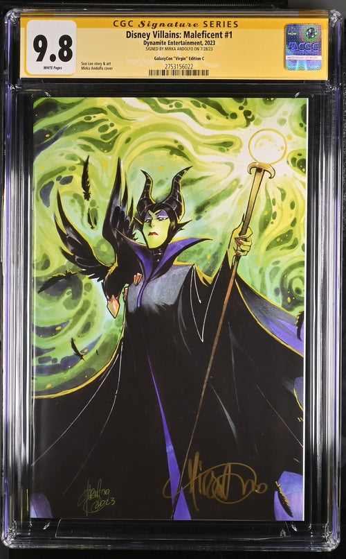 Disney Villains Maleficent #1 GalaxyCon Exclusive Andolfo Virgin Variant CGC Signature Series 9.8 Signed Mirka Andolfo GalaxyCon