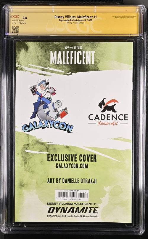 Disney Villains Maleficent #1 GalaxyCon Exclusive Otrakji Variant CGC Signature Series 9.8 Signed Danielle Otrakji
