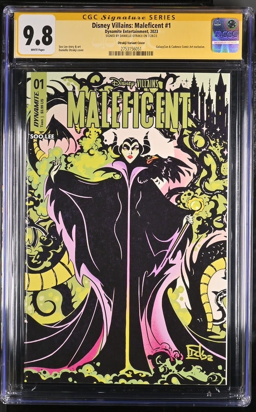 Disney Villains Maleficent #1 GalaxyCon Exclusive Otrakji Variant CGC Signature Series 9.8 Signed Danielle Otrakji GalaxyCon