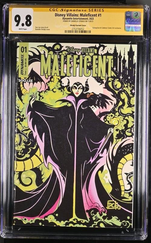 Disney Villains Maleficent #1 GalaxyCon Exclusive Otrakji Variant CGC Signature Series 9.8 Signed Danielle Otrakji GalaxyCon