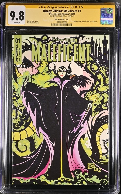 Disney Villains Maleficent #1 GalaxyCon Exclusive Otrakji Variant CGC Signature Series 9.8 Signed Danielle Otrakji GalaxyCon