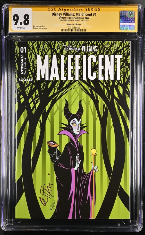 Disney Villains Maleficent #1 GalaxyCon Exclusive Duarte Variant CGC Signature Series 9.8 Signed Gustave Duarte GalaxyCon