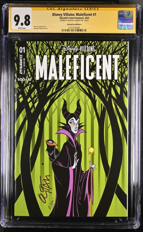 Disney Villains Maleficent #1 GalaxyCon Exclusive Duarte Variant CGC Signature Series 9.8 Signed Gustave Duarte GalaxyCon