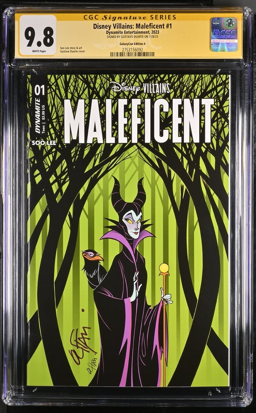 Disney Villains Maleficent #1 GalaxyCon Exclusive Duarte Variant CGC Signature Series 9.8 Signed Gustave Duarte GalaxyCon