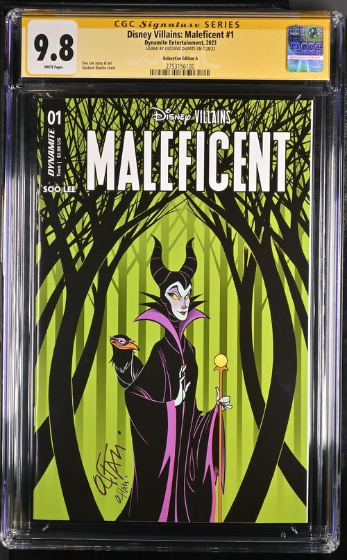 Disney Villains Maleficent #1 GalaxyCon Exclusive Duarte Variant CGC Signature Series 9.8 Signed Gustave Duarte GalaxyCon