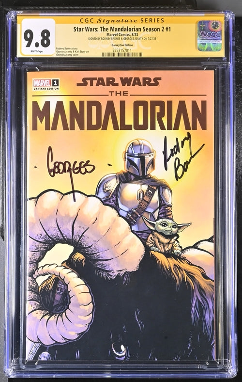 Star Wars: The Mandalorian Season 2 #1 Marvel Comic CGC Signature Series 9.8 Signed Barnes, Jeanty GalaxyCon
