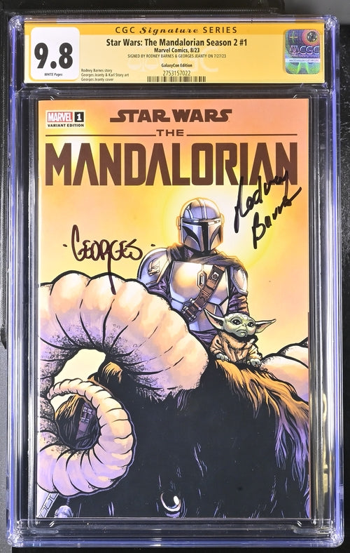 Star Wars: The Mandalorian Season 2 #1 Marvel Comic CGC Signature Series 9.8 Signed Barnes, Jeanty GalaxyCon