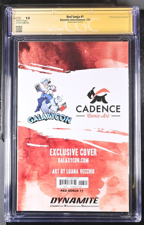 Red Sonja #1 GalaxyCon Edition D Virgin Dynamite CGC Signature Series 9.8 Signed Luana Vecchio