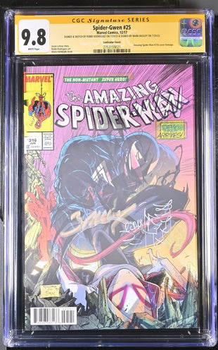 Spider-Gwen #25 Marvel Comics Lenticular Cover CGC Signature Series 9.8 Signed Rodriguez, Bagley GalaxyCon