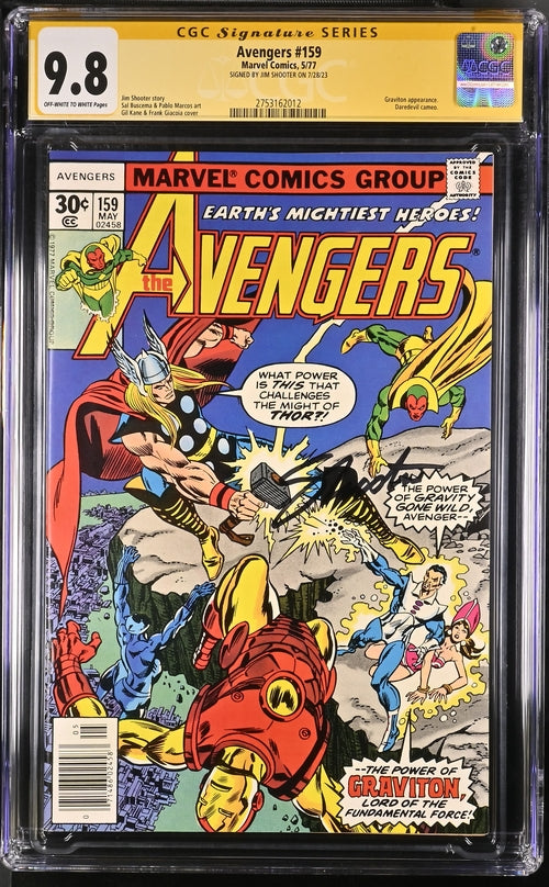 Marvel Comics Avengers #159 CGC Signature Series 9.8 Signed Jim Shooter