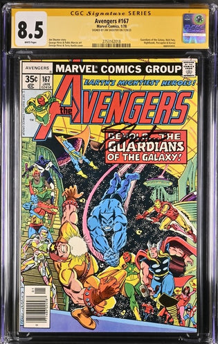 Avengers #167 Marvel Comics CGC Signature Series 8.5 Signed Jim Shooter