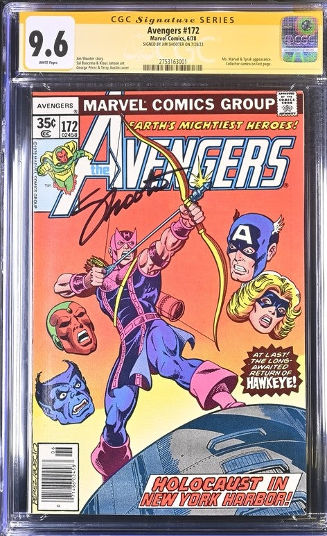 Avengers #172 Marvel Comics CGC Signature Series 9.6 Signed Jim Shooter